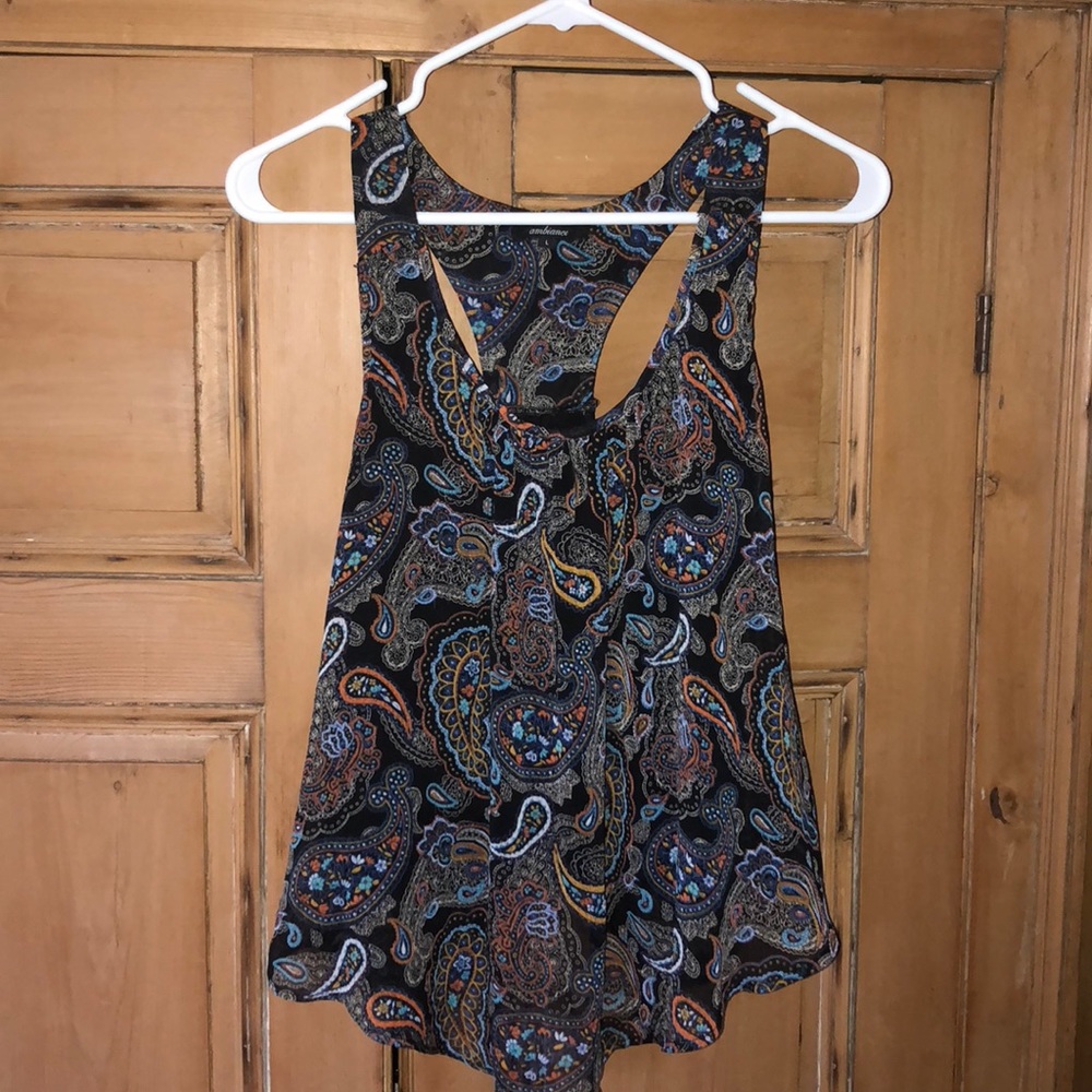 Paisley print razor back Tank with built in ‘Tee’